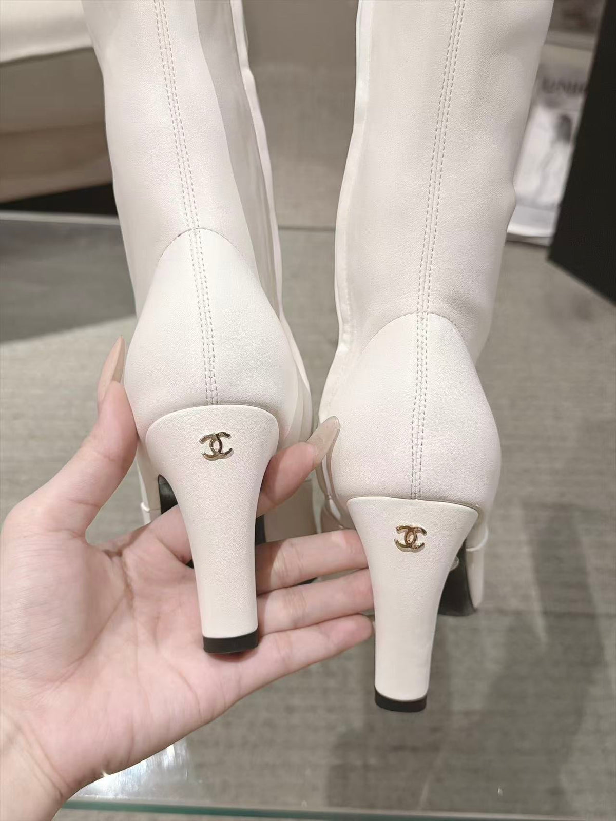 CC 26S Cap Toe Jumping Boots 8cm White Leather 117697
