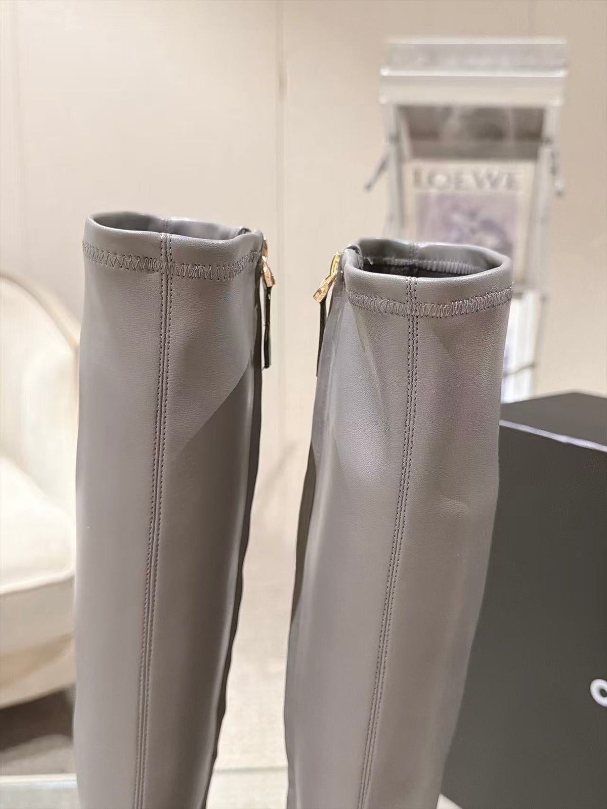 CC 26S Cap Toe Jumping Boots 8cm Grey Leather 117698