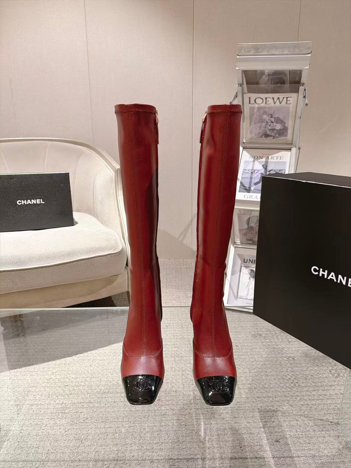 CC 26S Cap Toe Jumping Boots 8cm Burgundy Leather 117699