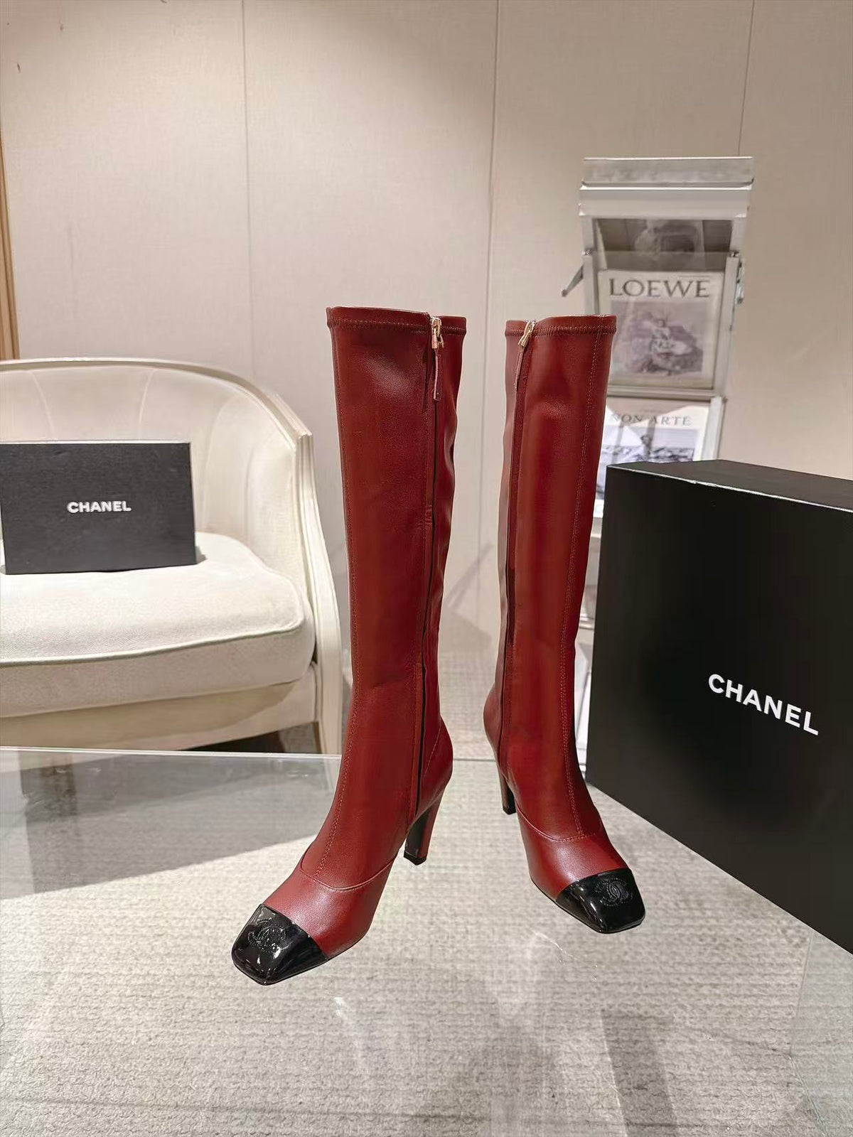 CC 26S Cap Toe Jumping Boots 8cm Burgundy Leather 117699