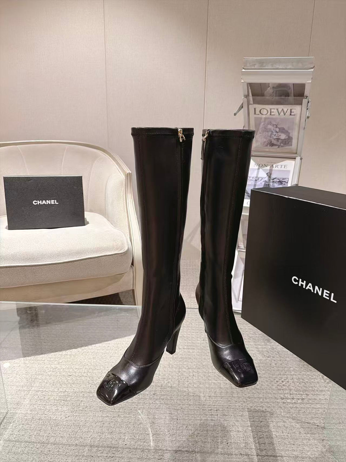 CC 26S Cap Toe Jumping Boots 8cm Black Leather 117700