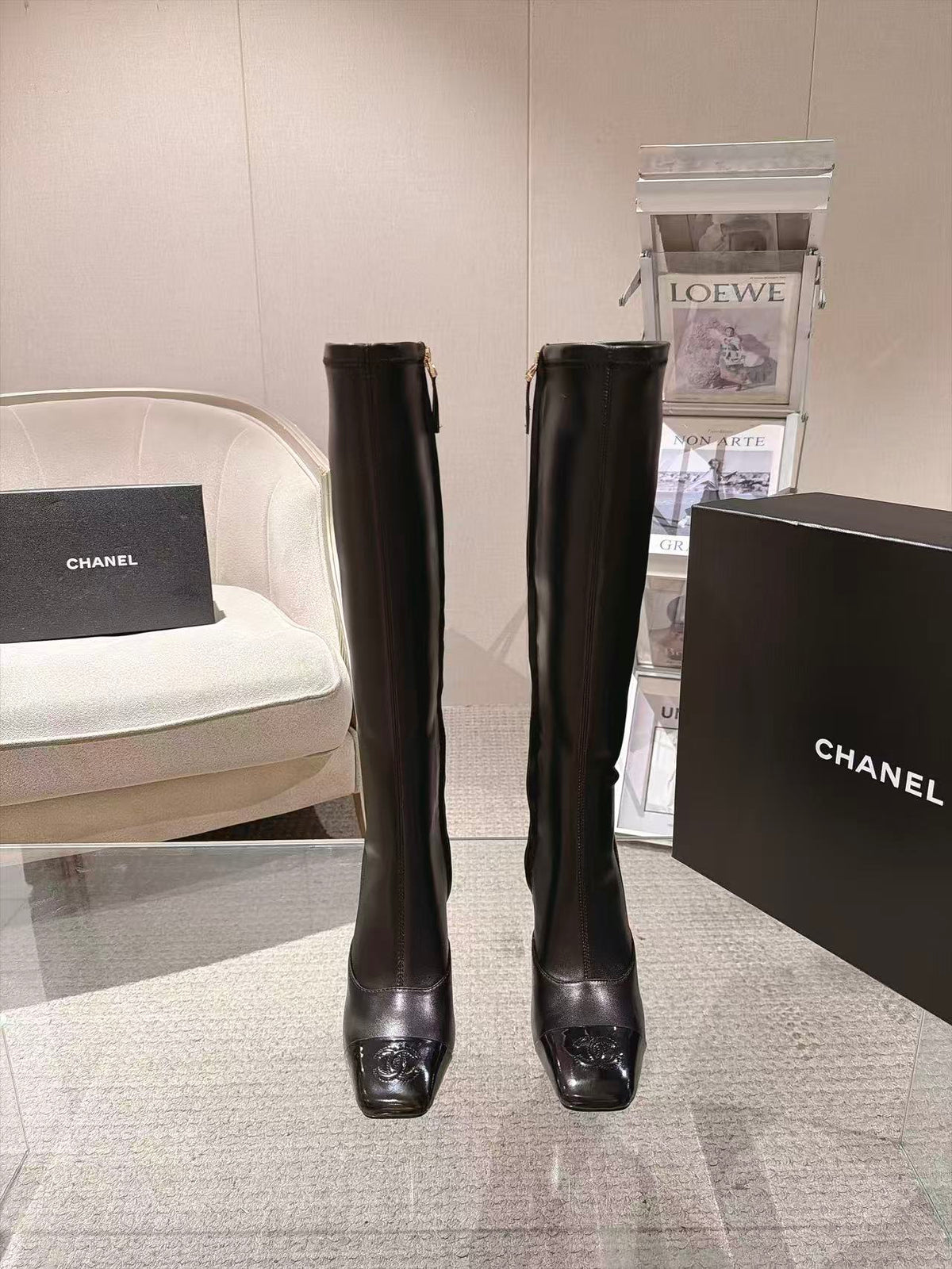 CC 26S Cap Toe Jumping Boots 8cm Black Leather 117700