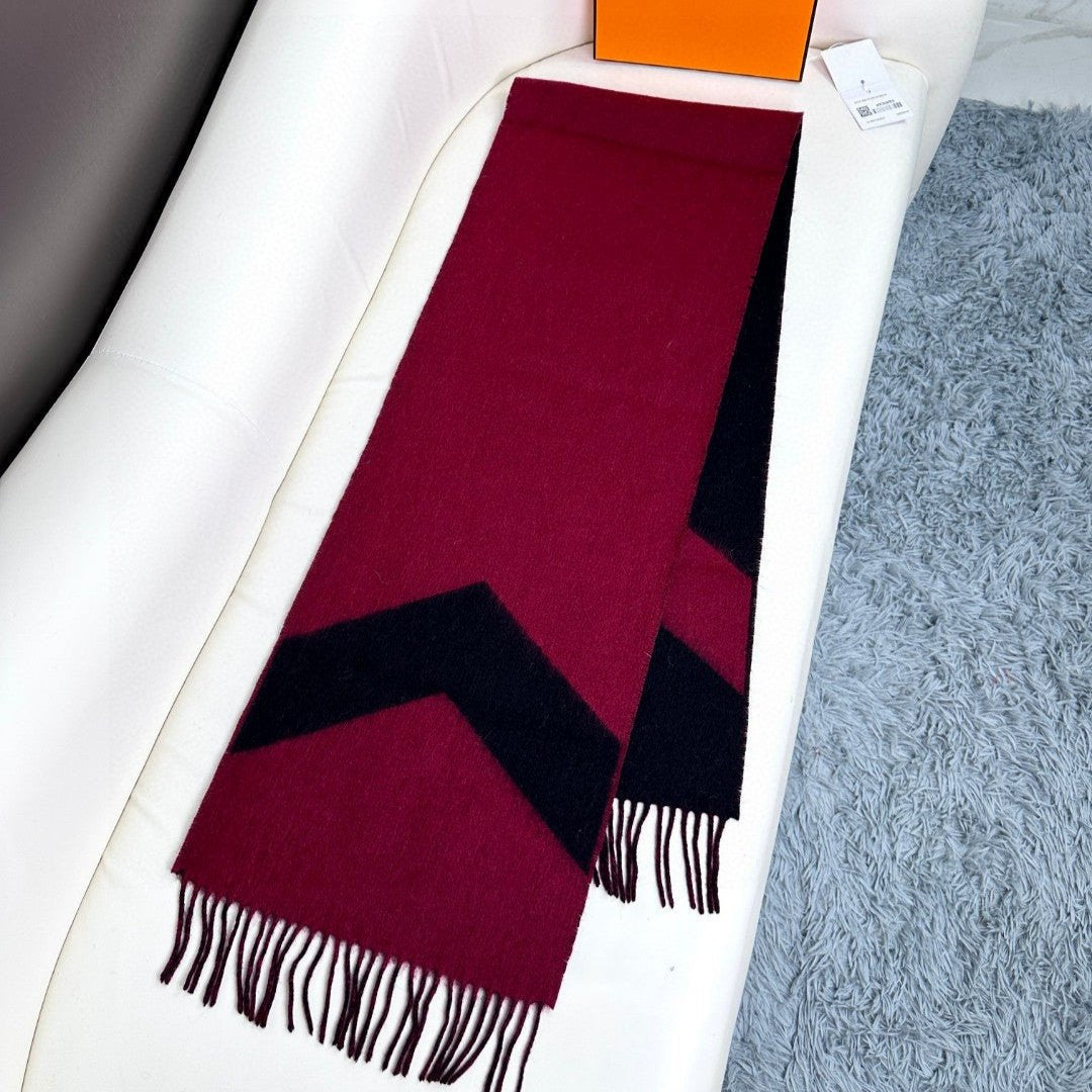 Scarf 190 CM Dark Red Mix Black Wool Soft