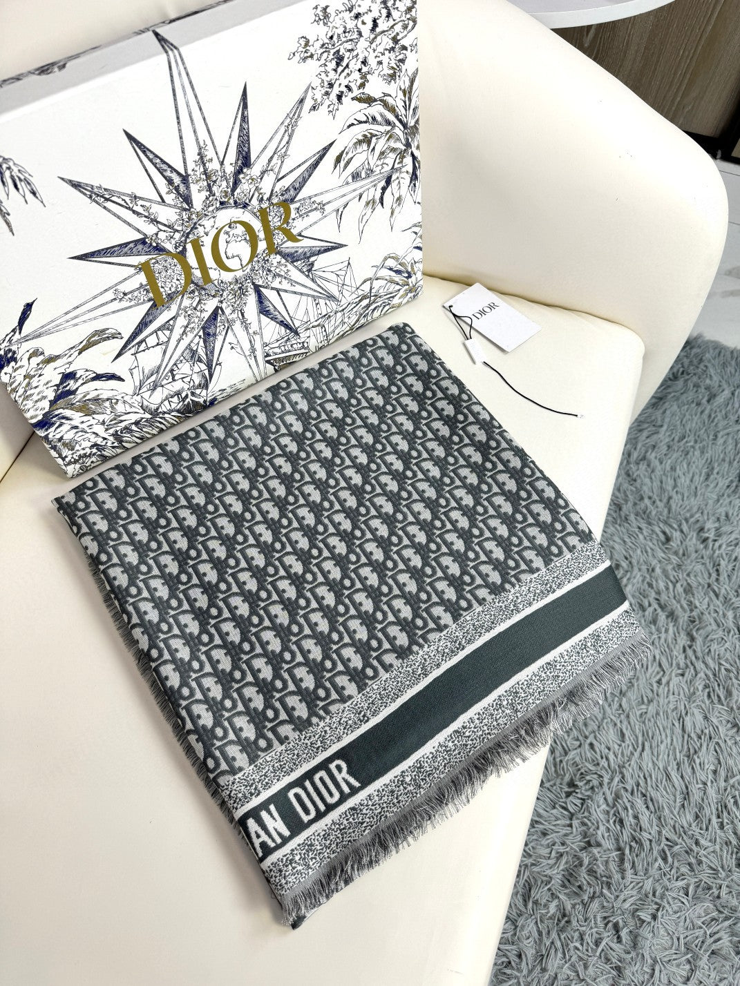 Dior 26s Scarf 140cm In Cashmere Silk 313215