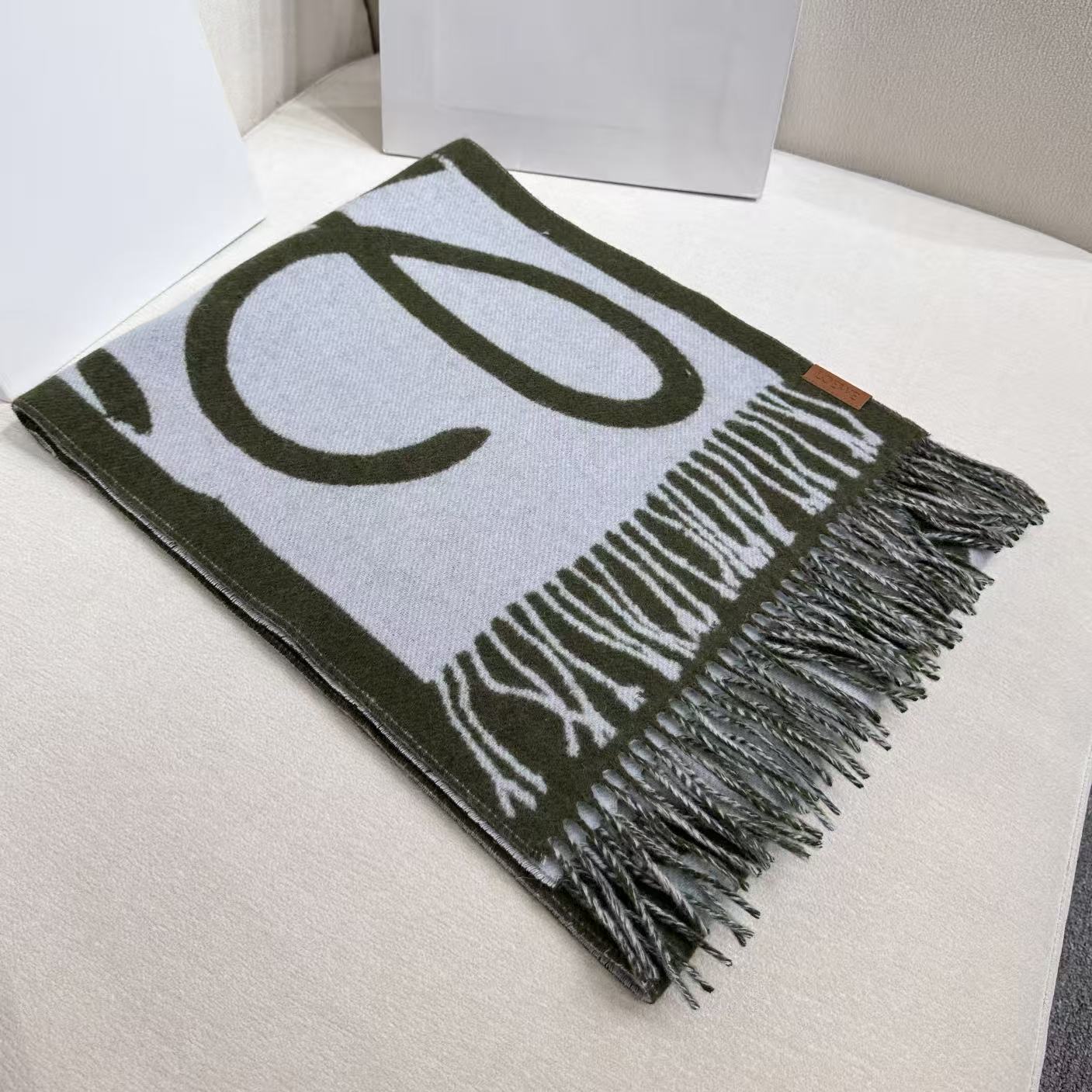 Loewe Scarf 180CM Green Light Blue Cashmere 150368