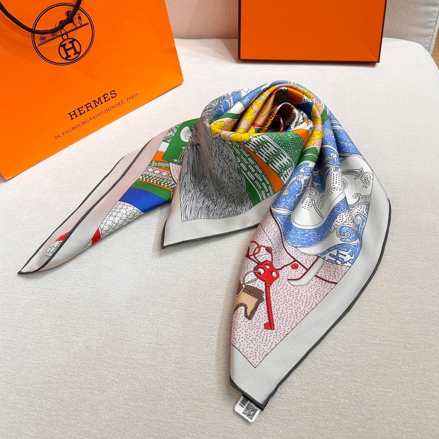 Hermes 26s Printed Square Scarf 88 In Silk 309443