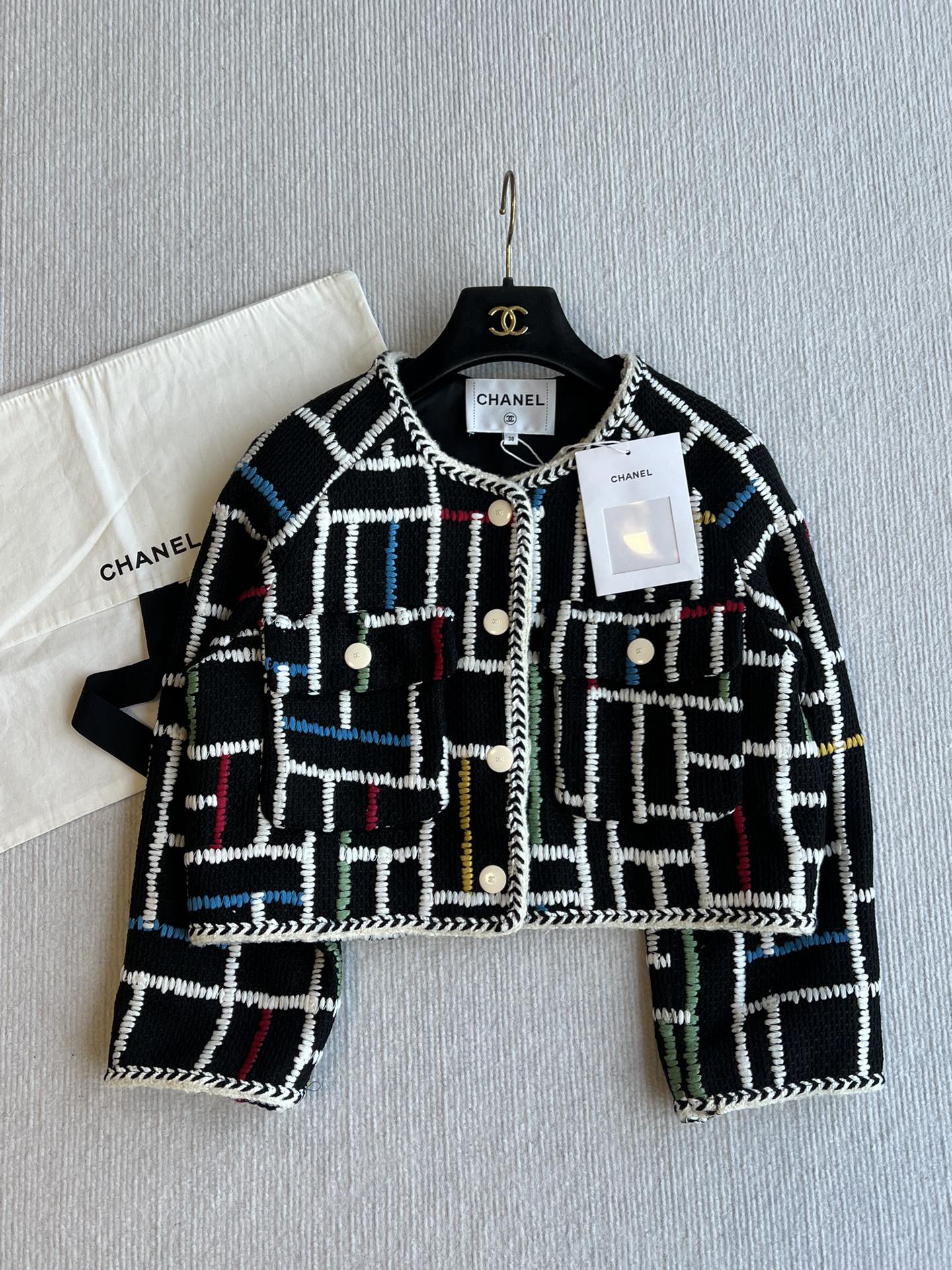 CC Tweed Jacket Black Cotton Linen 251890