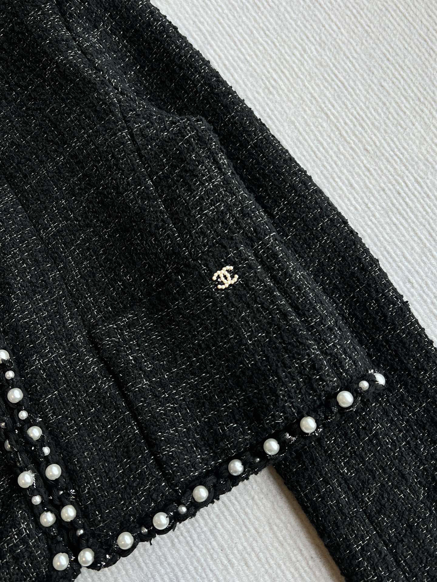 CC 25 Tweed Short Jacket Black Viscose Cotton 235912