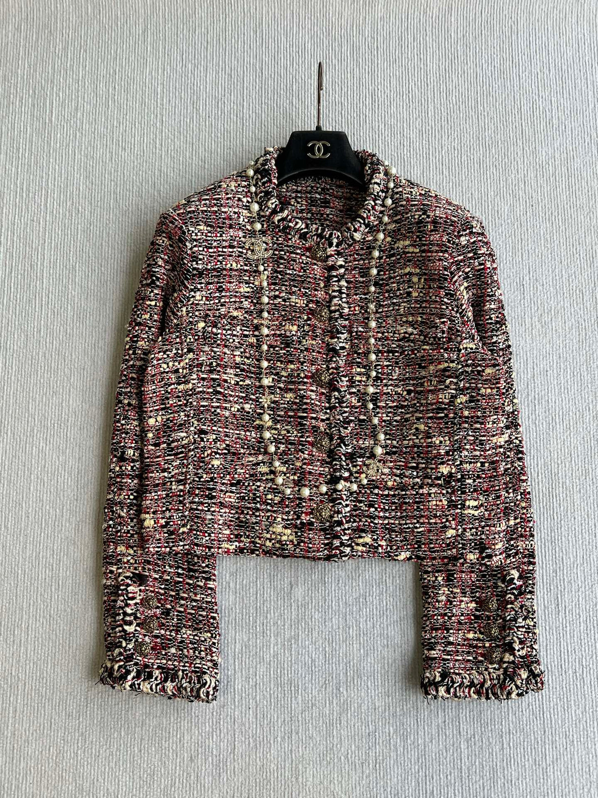 Chanel 26s Tweed Crop Jacket Multicolor Cotton Blend 434484