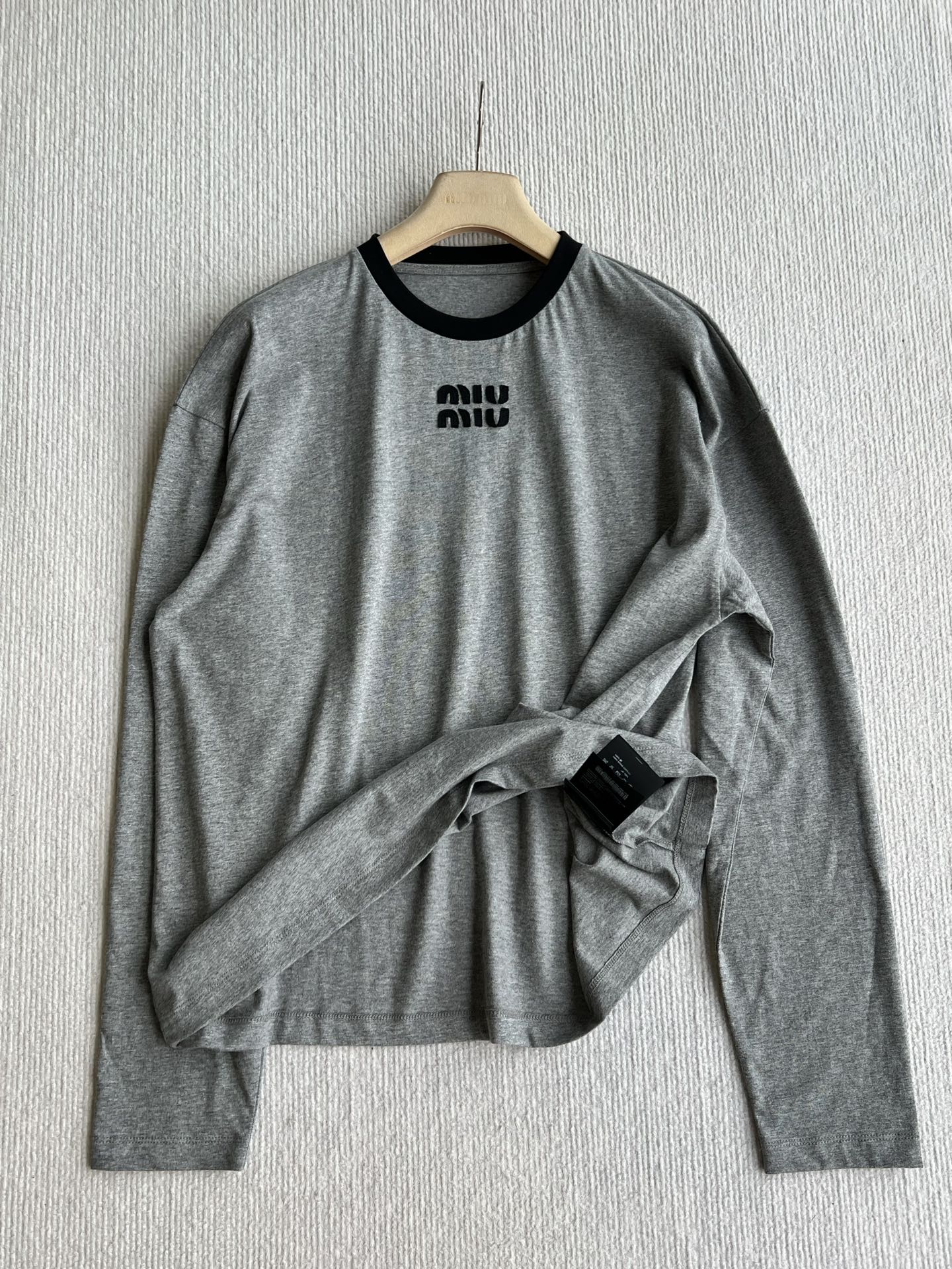 Miu 26s Grey Long-Sleeve T-Shirt Cotton 412358
