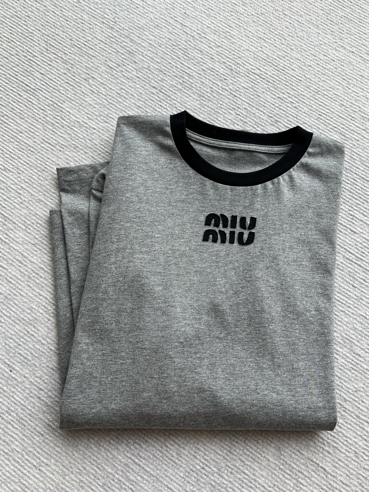 Miu 26s Grey Long-Sleeve T-Shirt Cotton 412358