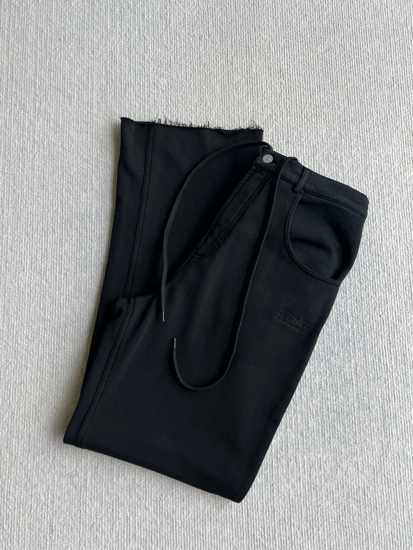 MM6 Elastic Waist Drawstring Casual Pants Black Cotton 412337