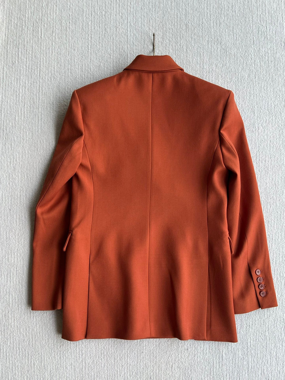 YSL 26s Double Breasted Blazer Terracotta Wool Polyester 434497
