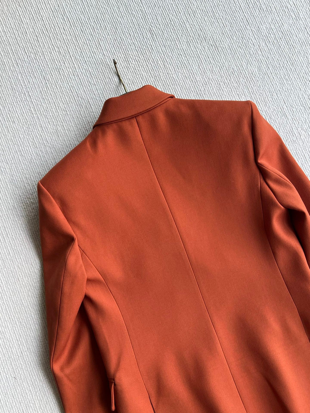 YSL 26s Double Breasted Blazer Terracotta Wool Polyester 434497