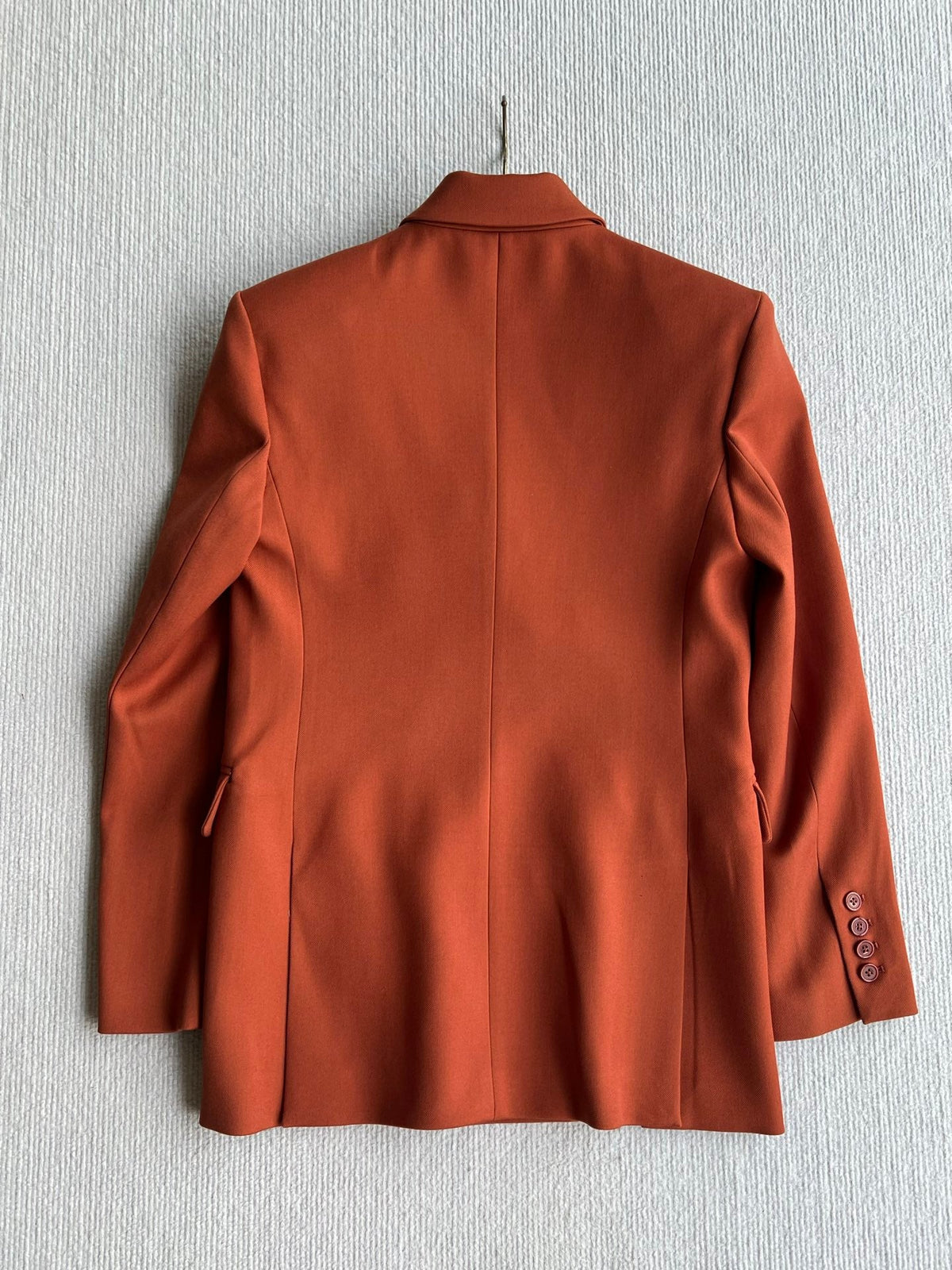 YSL 26s Double Breasted Blazer Terracotta Wool Polyester 434497
