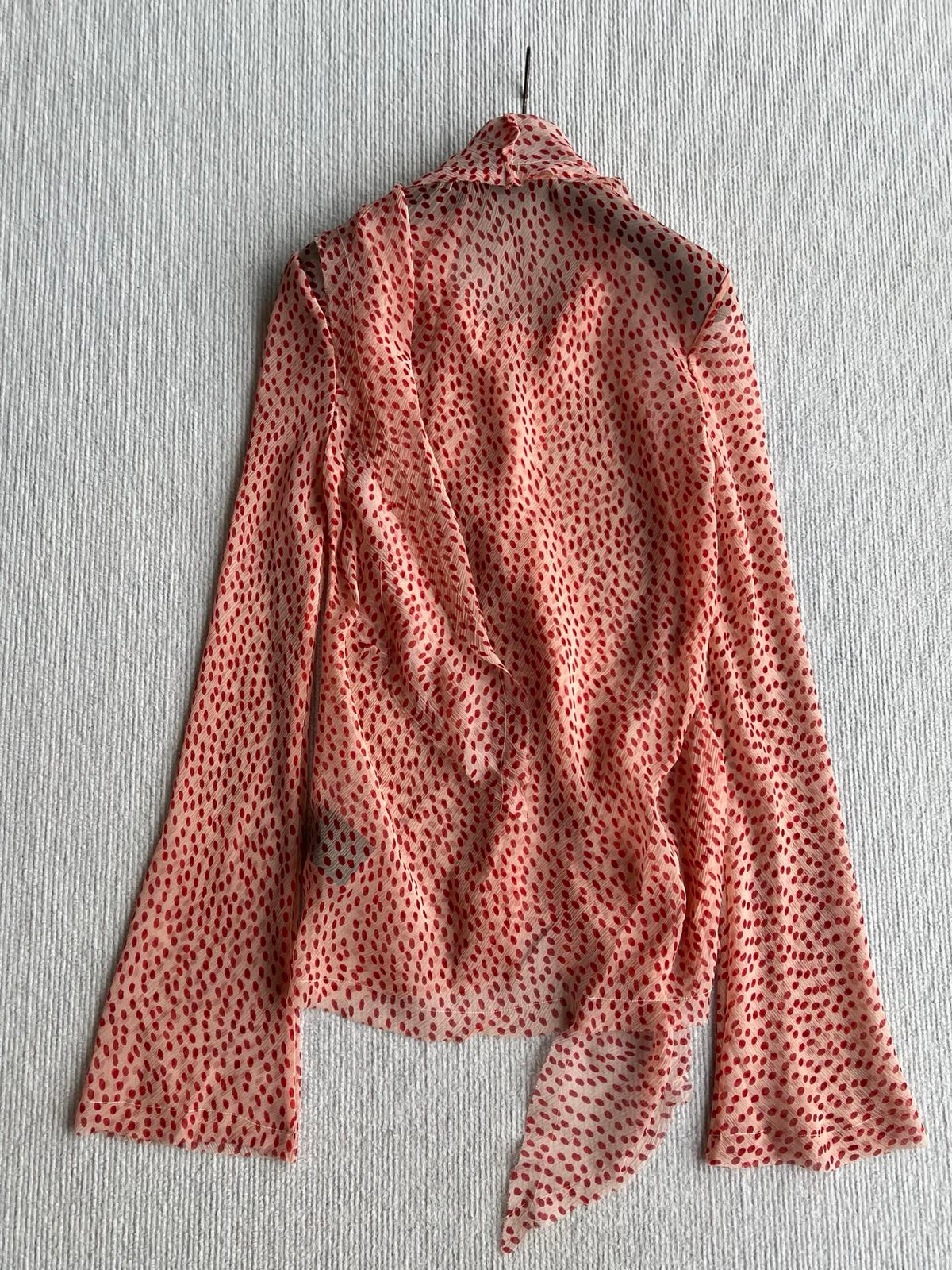 YSL 26s Polka Dot Pussy Bow Blouse Pink Silk Viscose 434505