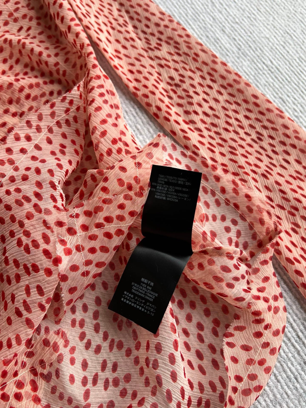 YSL 26s Polka Dot Pussy Bow Blouse Pink Silk Viscose 434505