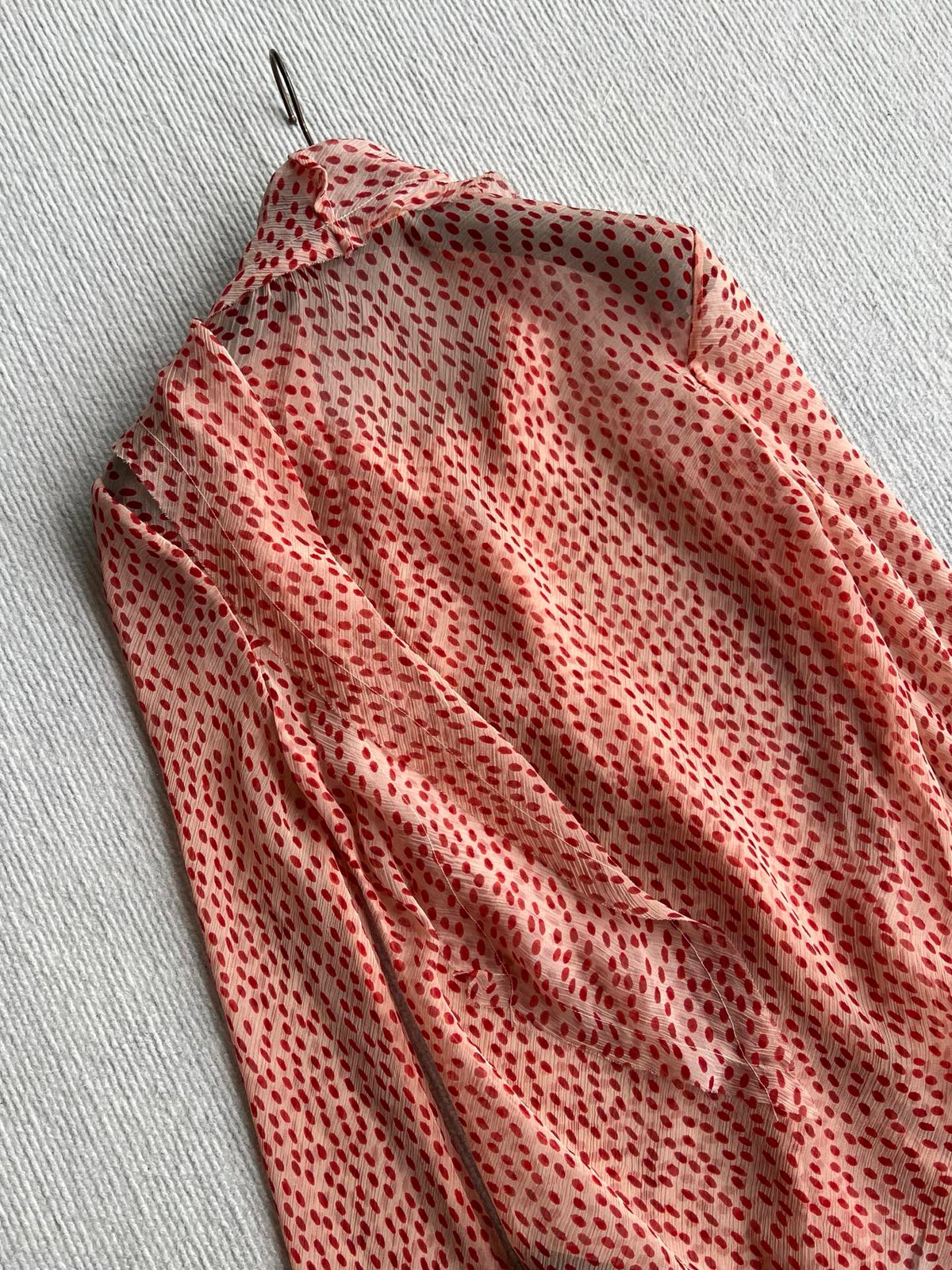 YSL 26s Polka Dot Pussy Bow Blouse Pink Silk Viscose 434505