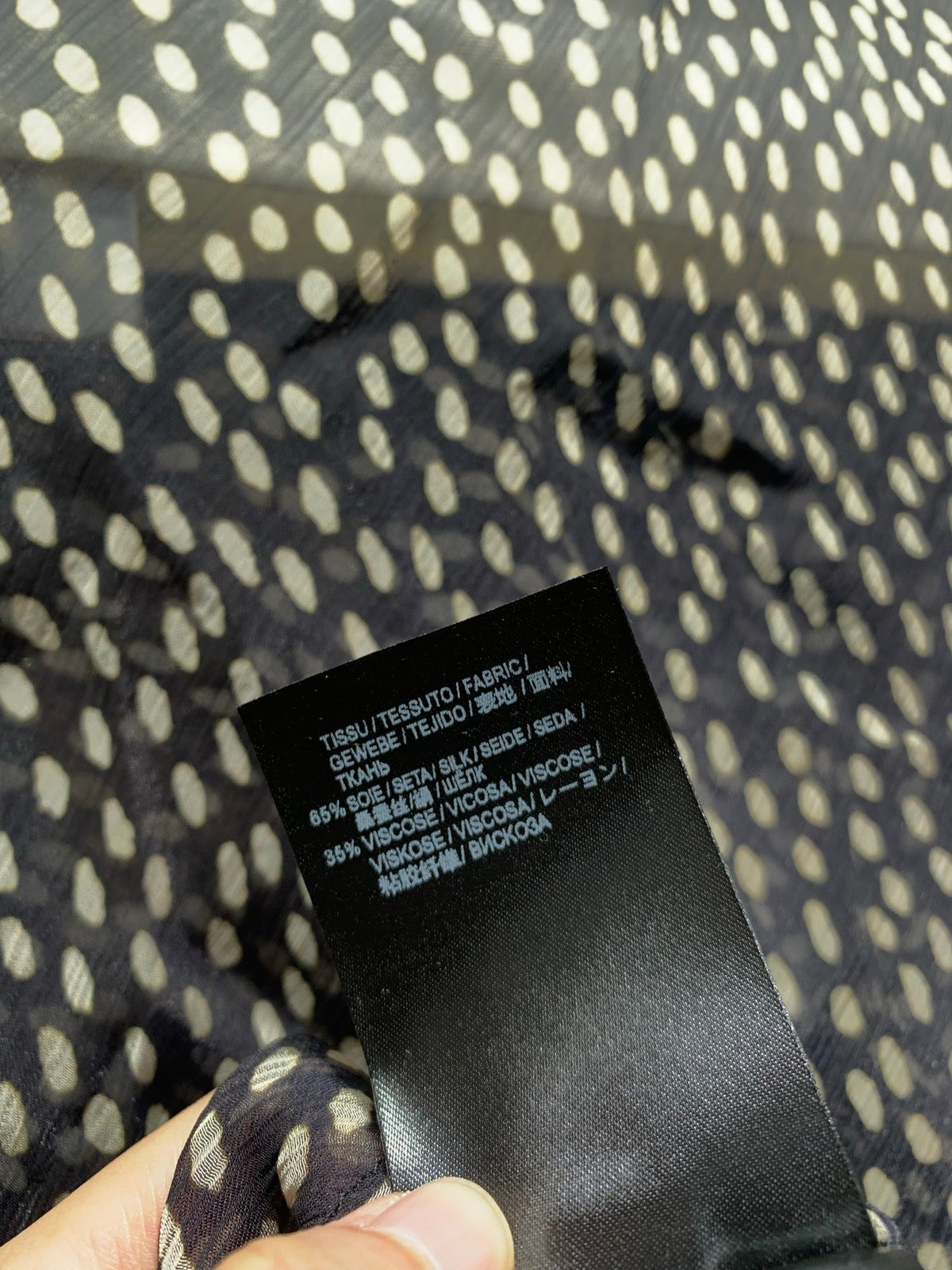 YSL 26s Polka Dot Pussy Bow Blouse Black Silk Viscose 434506