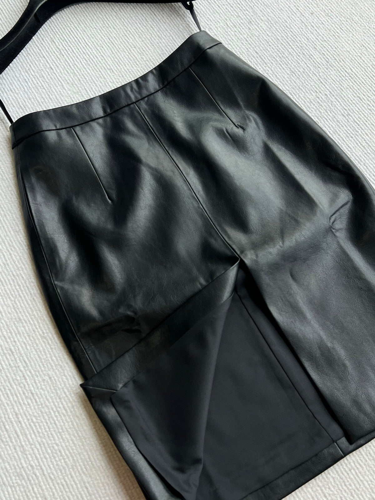 YSL 26s Leather Pencil Skirt Black PU 434510