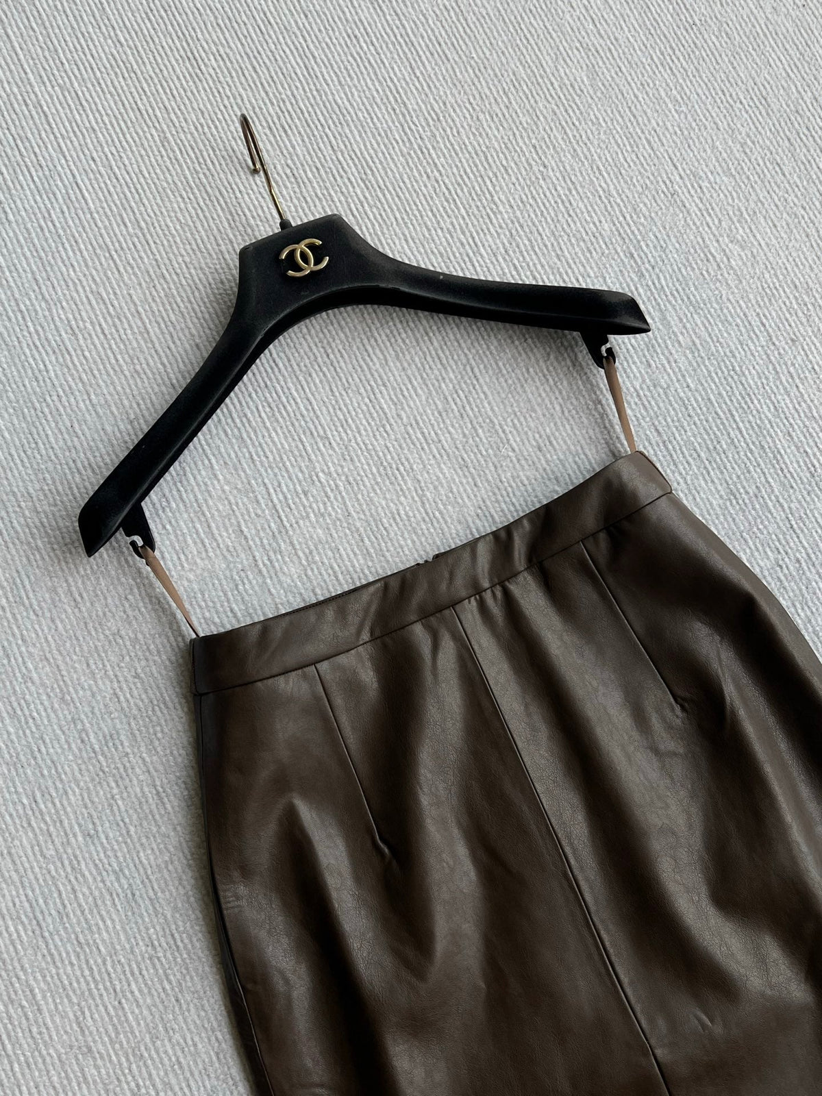 YSL 26s Leather Pencil Skirt Brown PU 434511
