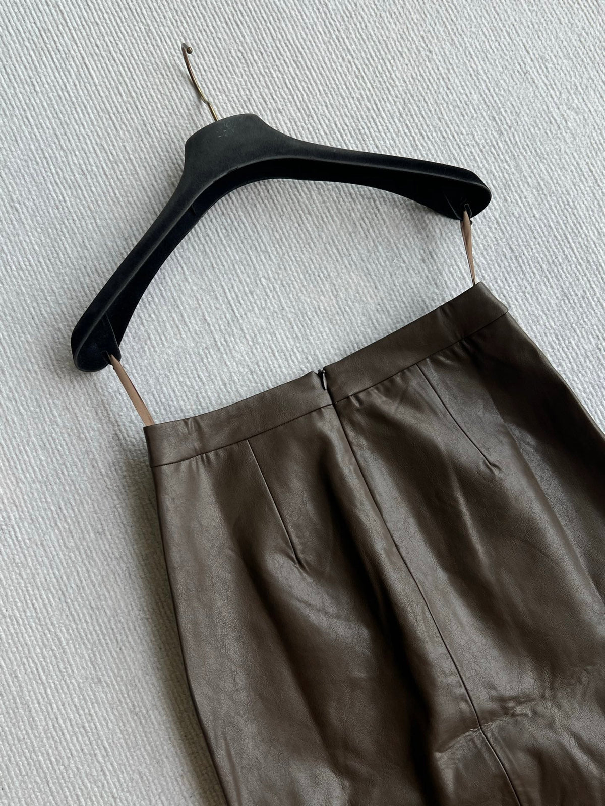 YSL 26s Leather Pencil Skirt Brown PU 434511