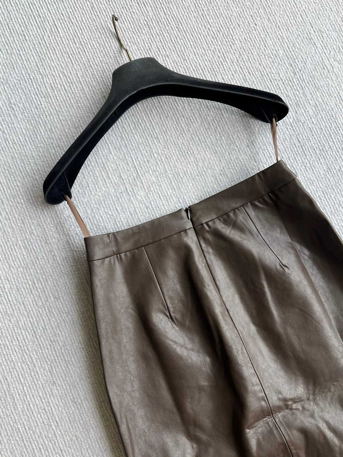 YSL 26s Leather Pencil Skirt Brown PU 434511