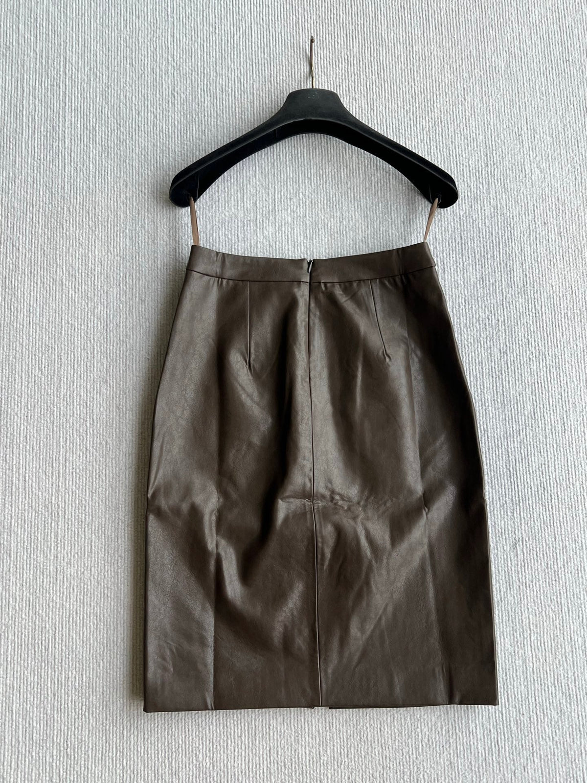 YSL 26s Leather Pencil Skirt Brown PU 434511