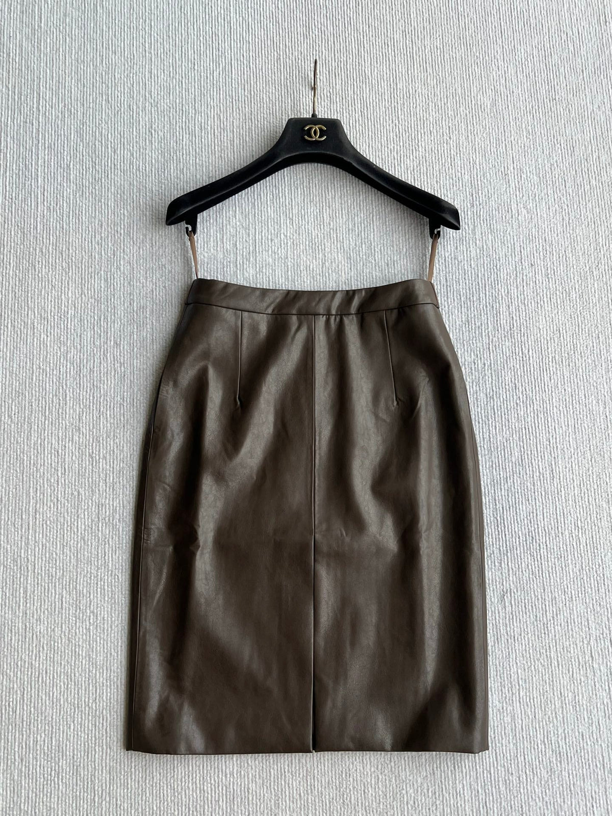 YSL 26s Leather Pencil Skirt Brown PU 434511