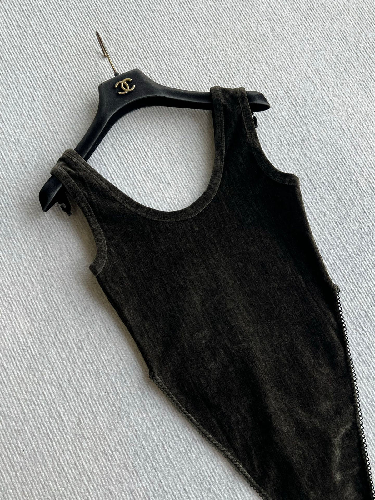 YSL 26s Scoop Neck Bodysuit Black Velvet 434524
