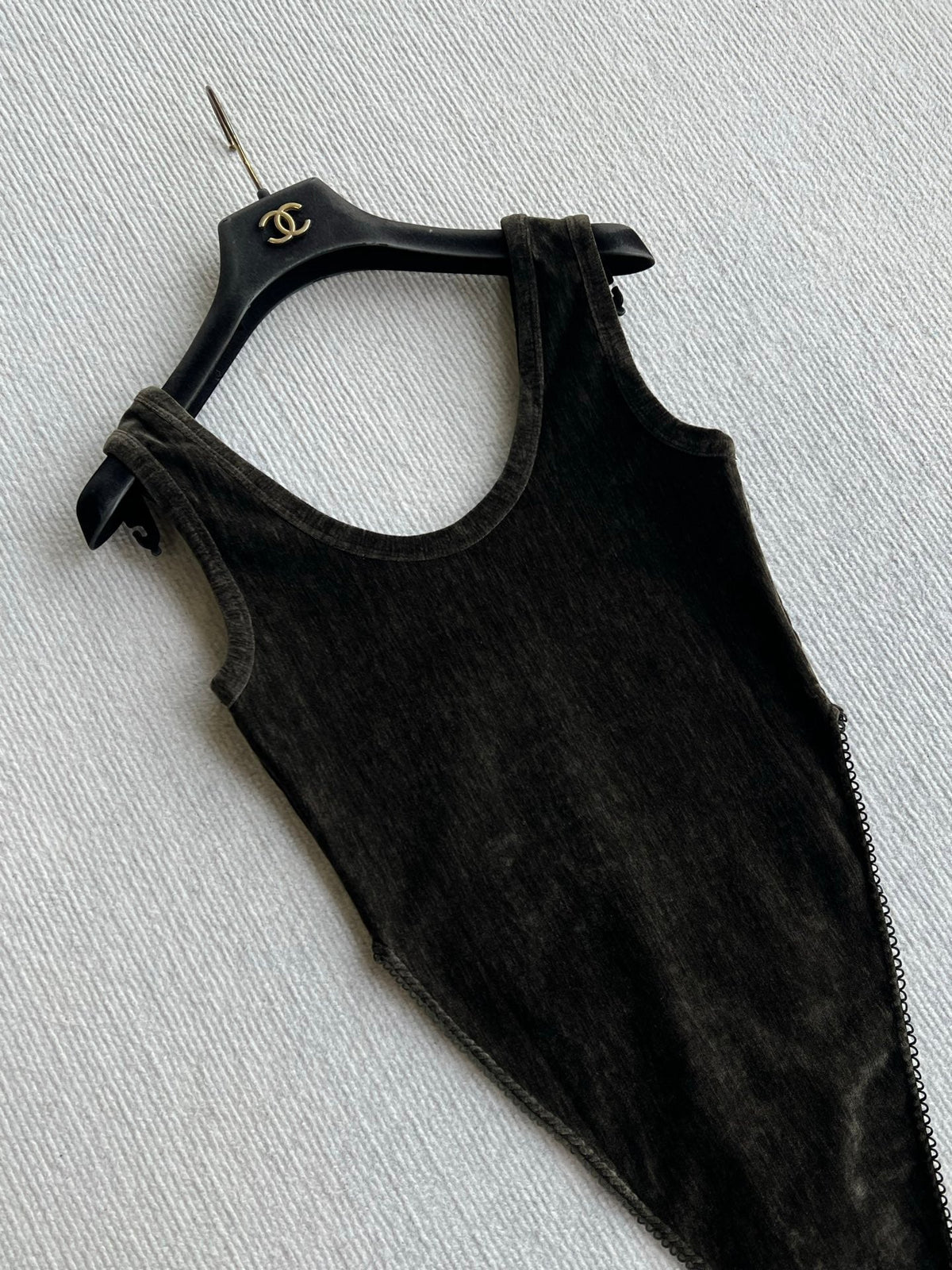 YSL 26s Scoop Neck Bodysuit Black Velvet 434524