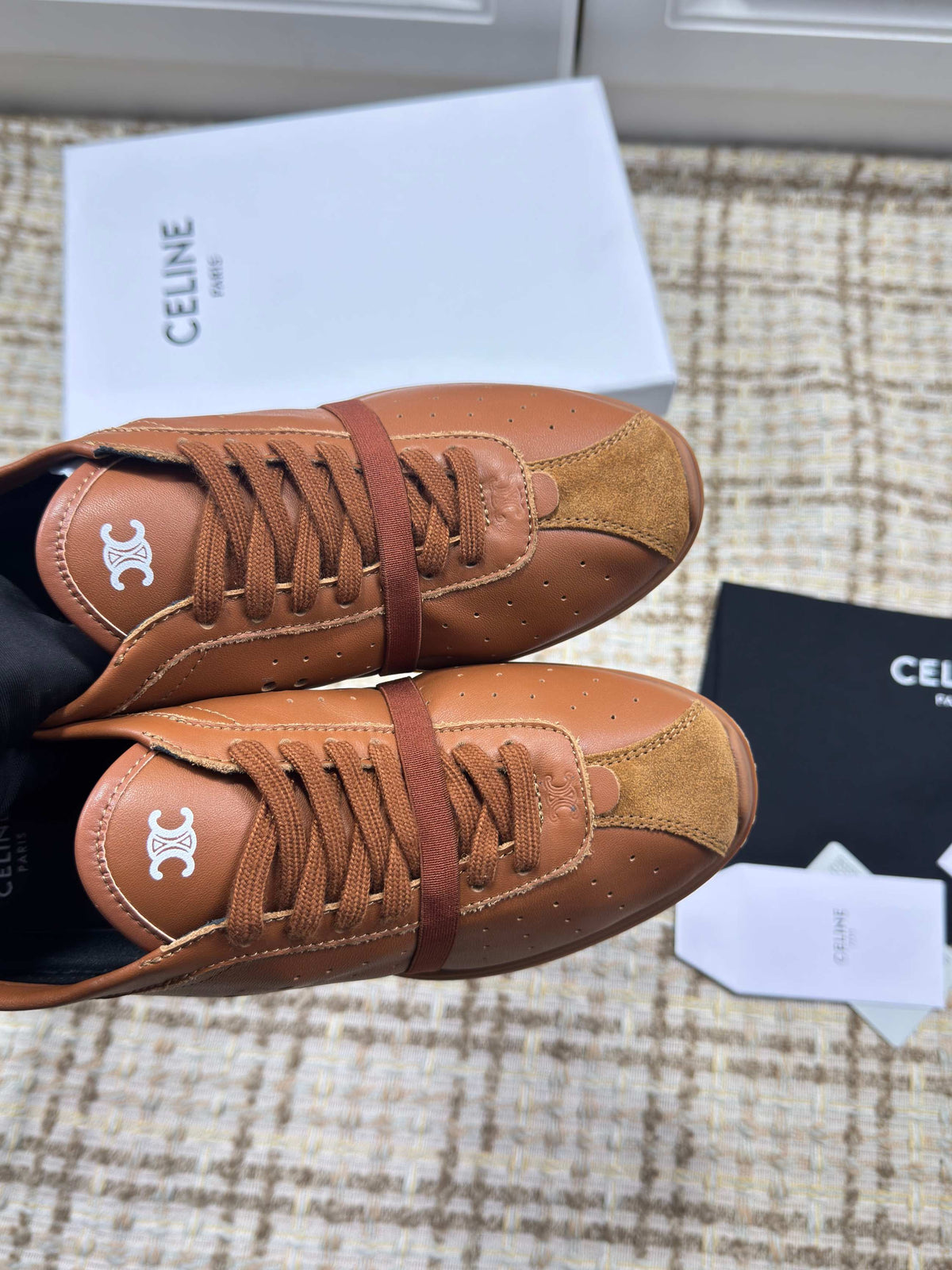 CE 26s Triomphe Low Top Sneakers Brown Leather 144869