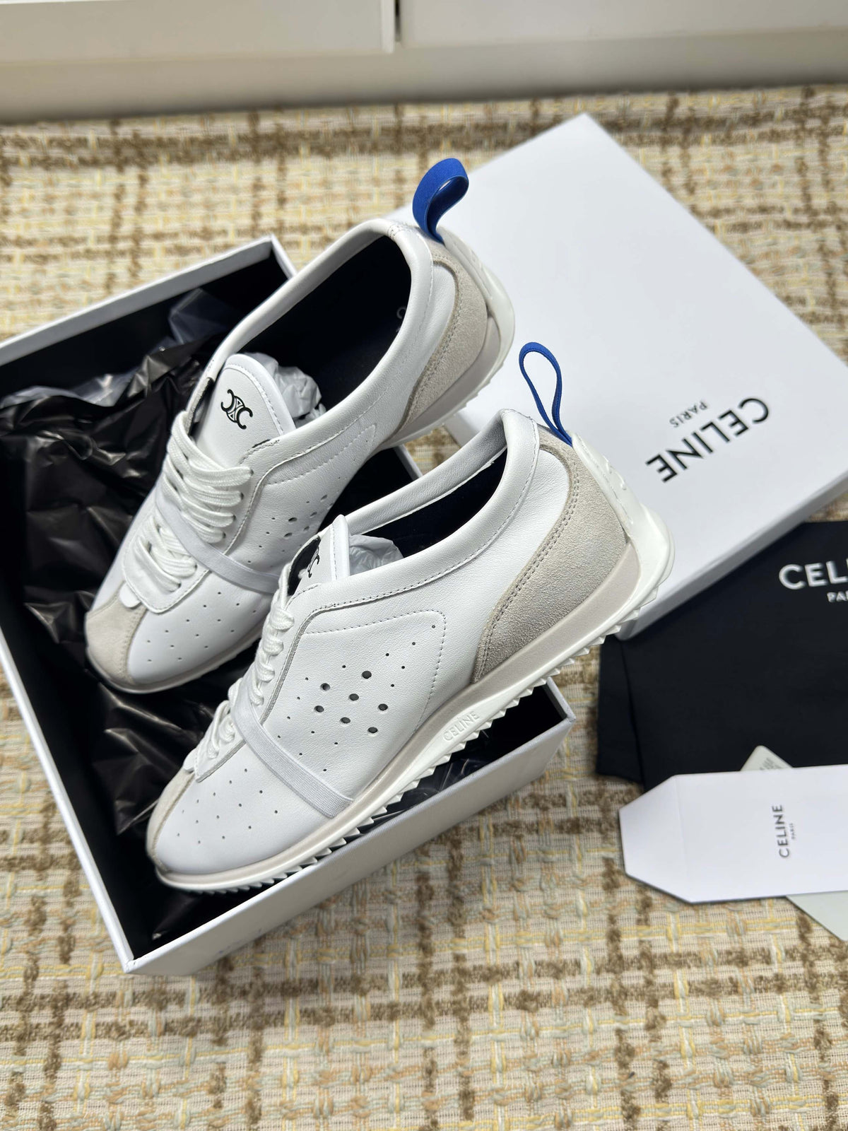 CE 26s Triomphe Low Top Sneakers White Leather 144870