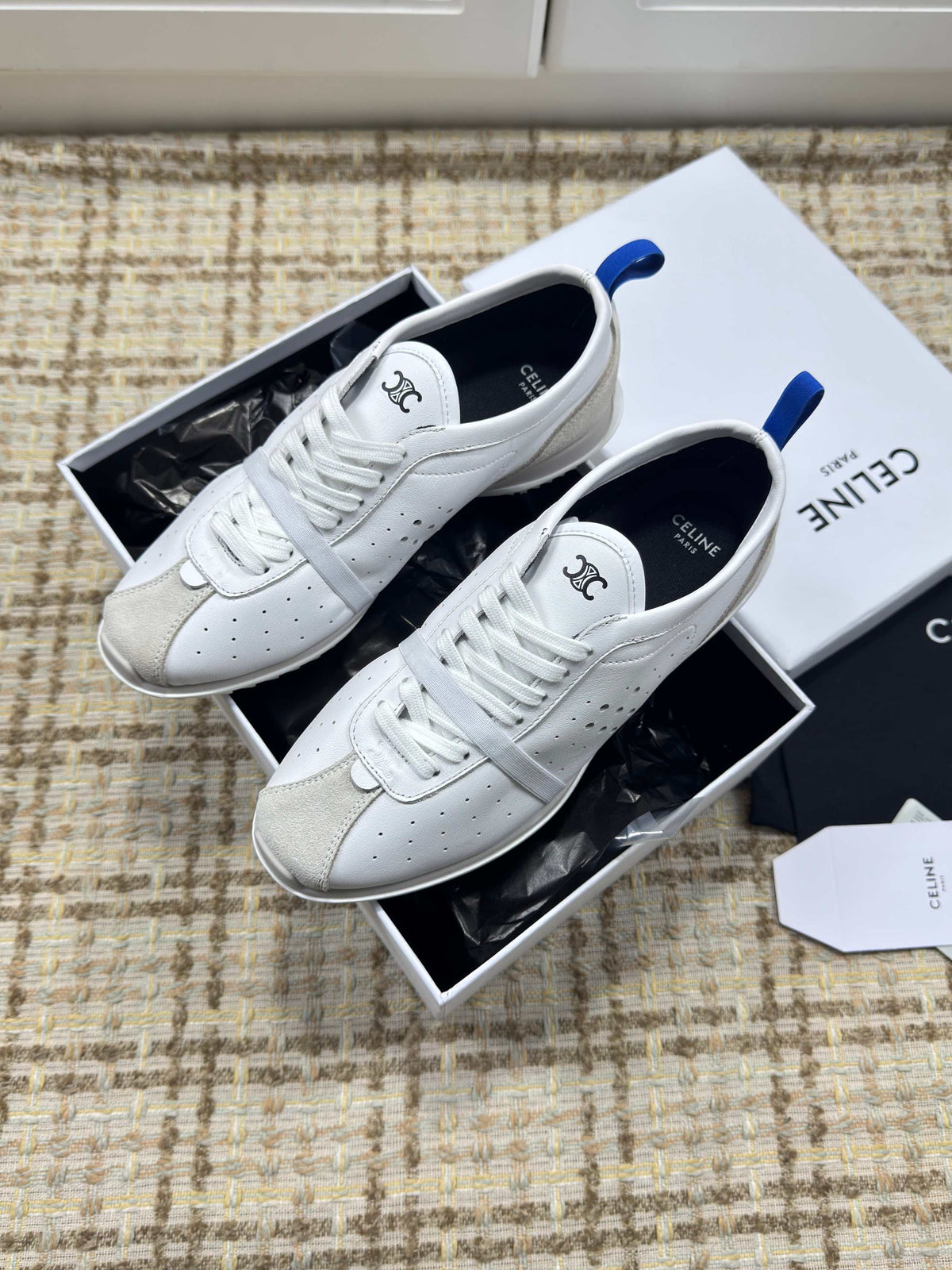 CE 26s Triomphe Low Top Sneakers White Leather 144870