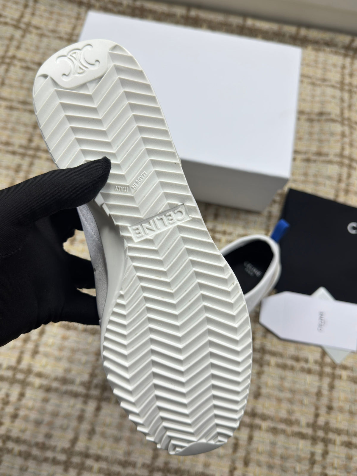 CE 26s Triomphe Low Top Sneakers White Leather 144870