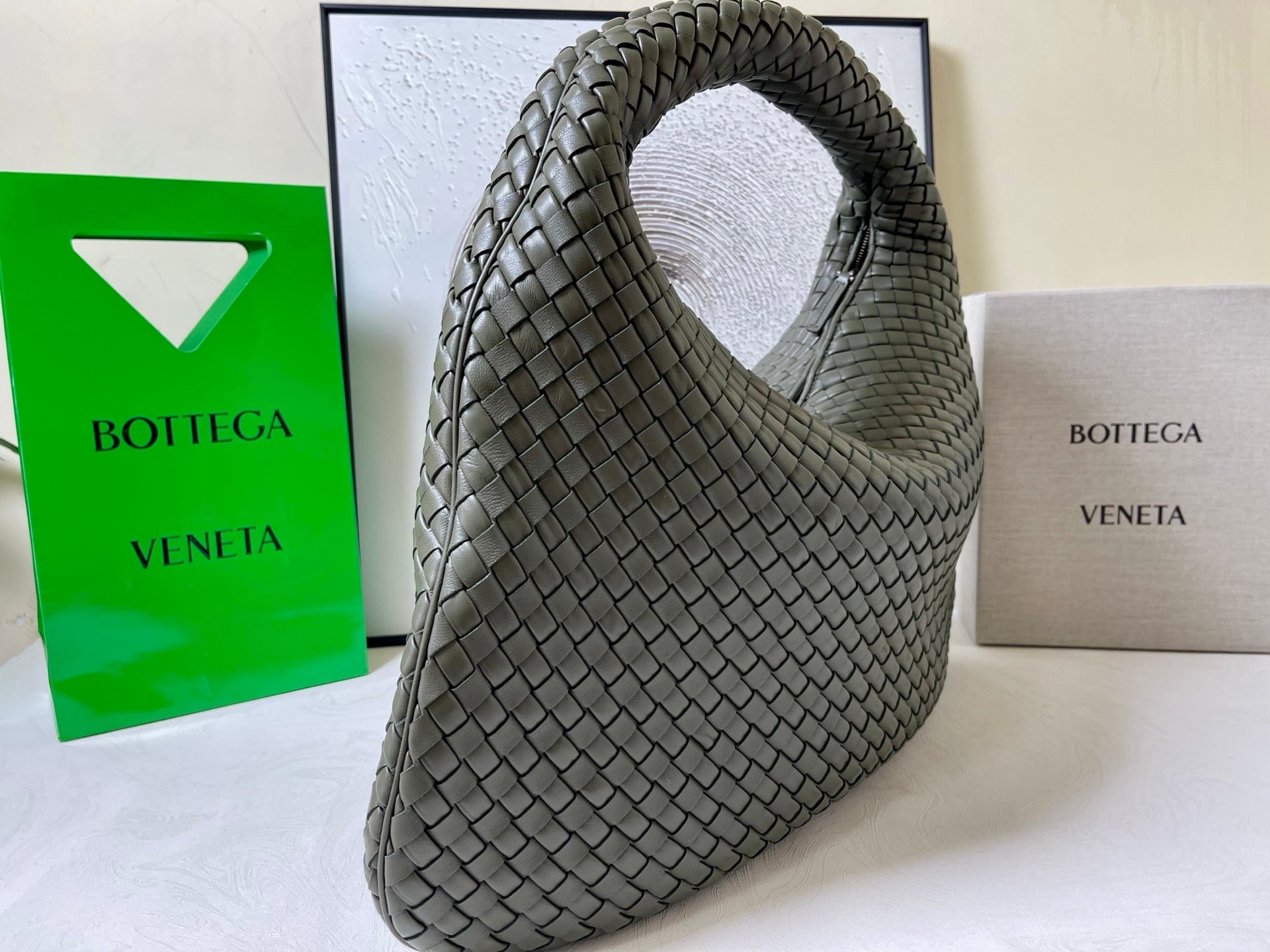 Bottega Veneta Maxi Veneta Bag 59cm Olive Intrecciato Leather