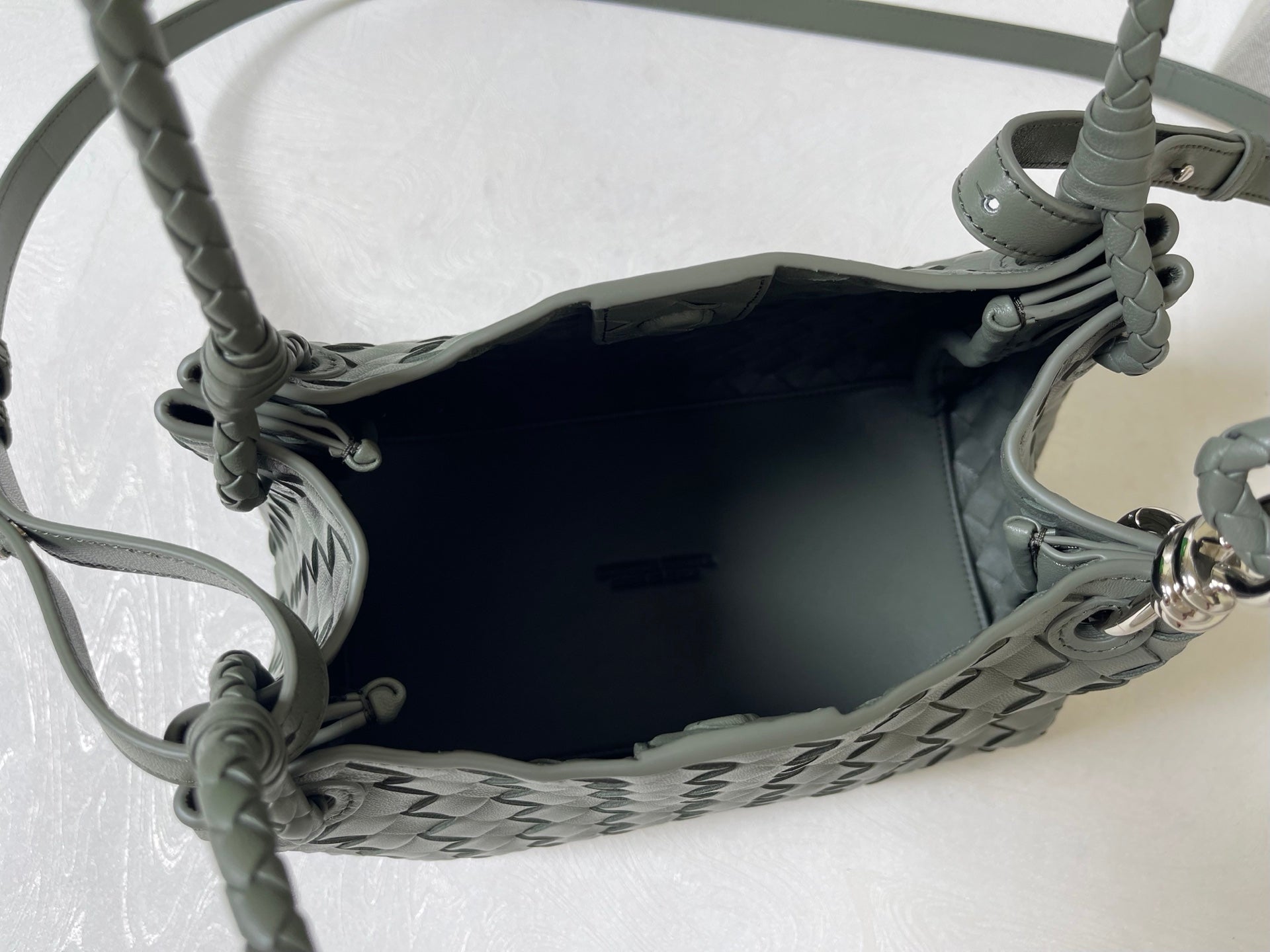 BV Small Parachute 20cm Olive Intrecciato  Leather