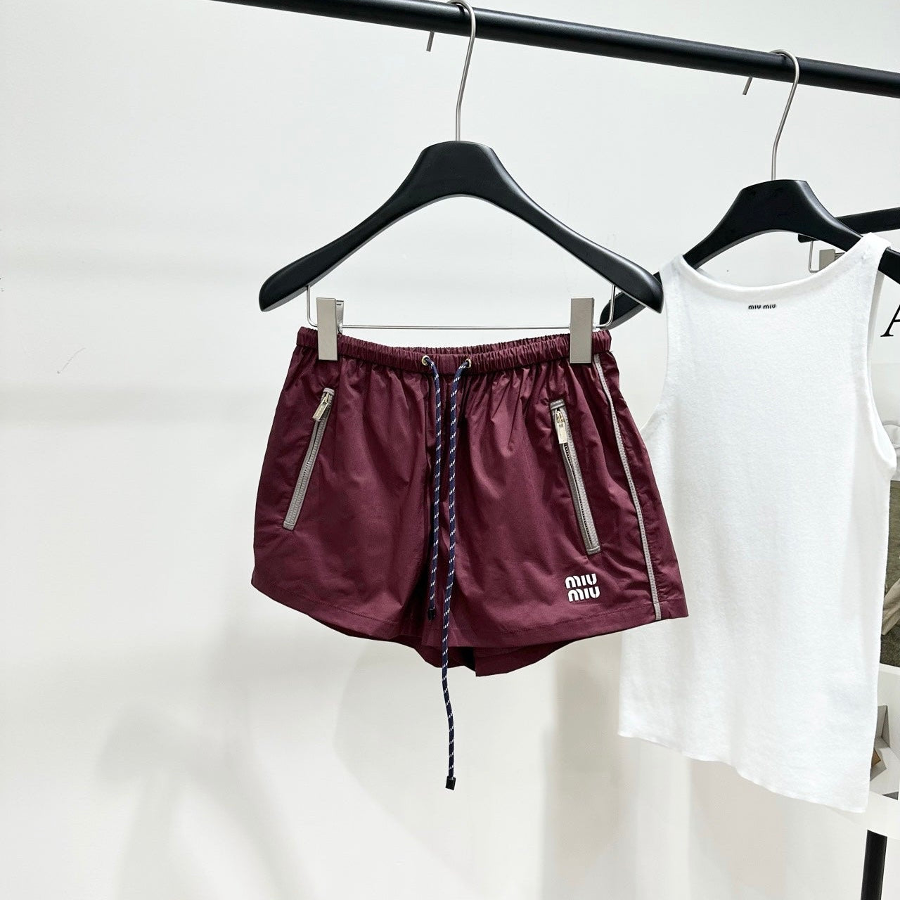 Miu Shorts  Burgundy Windproof Fabric 349727