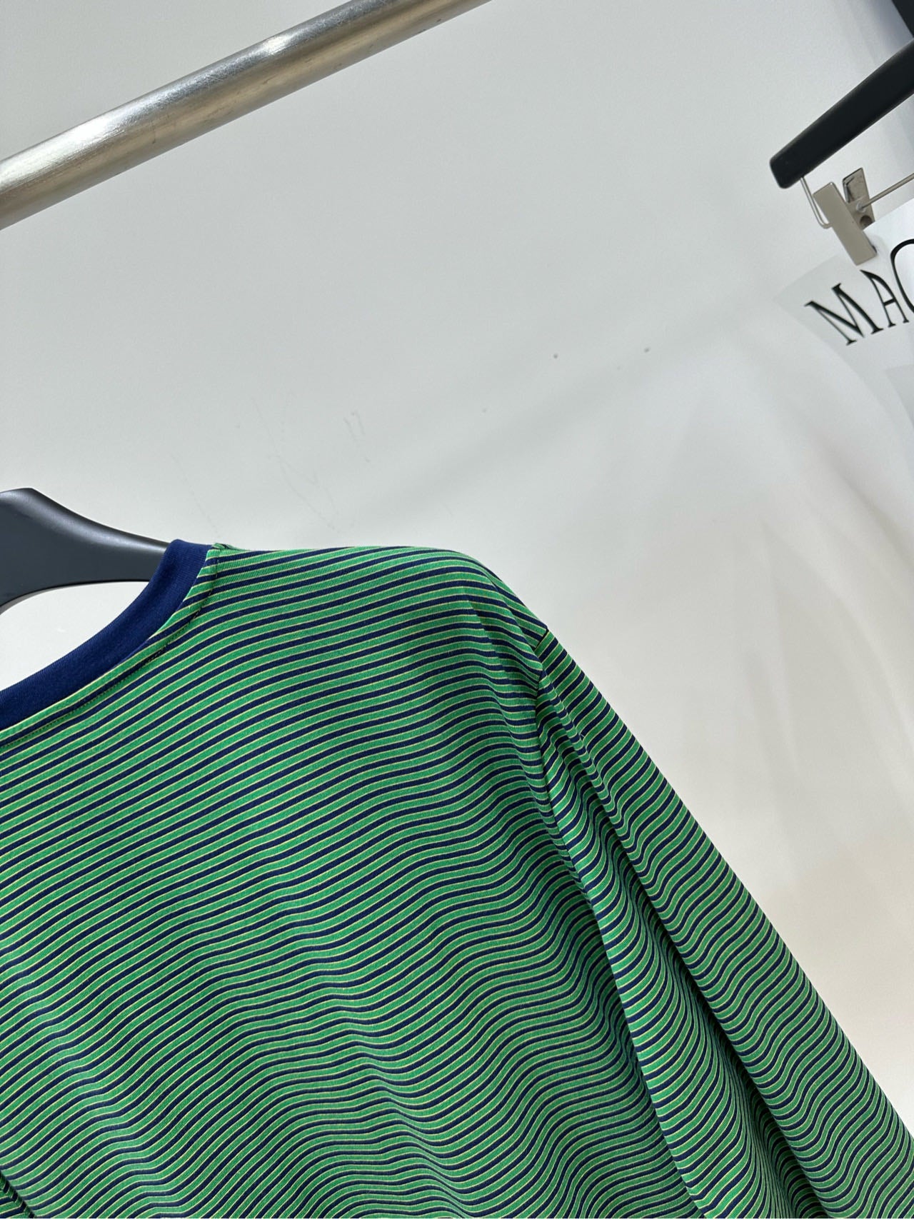 Miu 26s Green Striped Long-Sleeve T-Shirt Cotton 409864