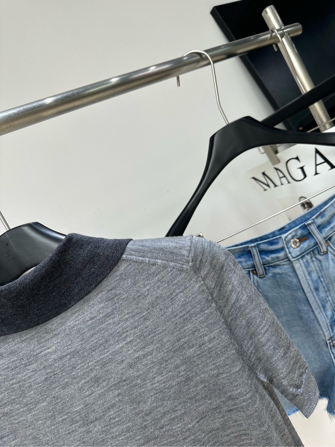 Celine 26s Knit Short-Sleeve T-Shirt Grey Cashmere417390