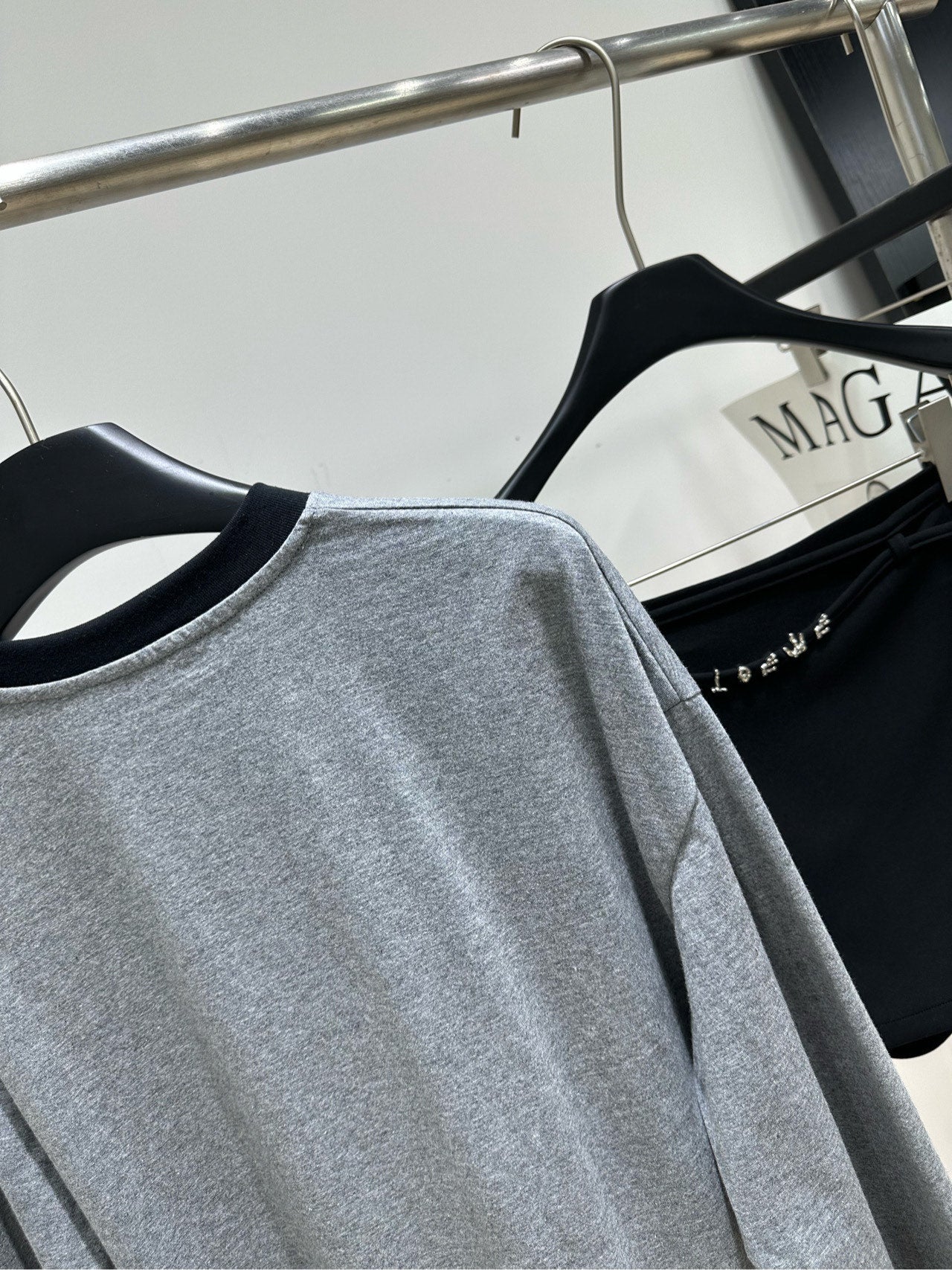 Miu 26s Crew Neck Long Sleeve T-Shirt Grey Cotton 417164