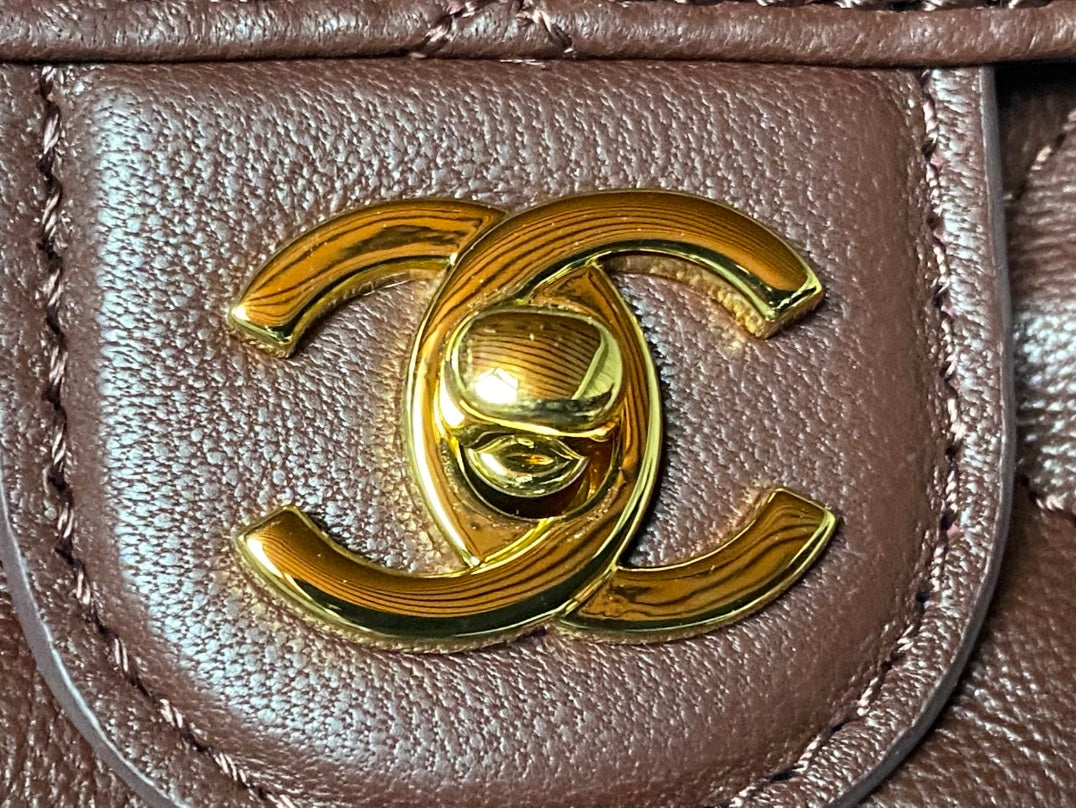 Chanel 2026 Pouch With Leather Strap 25cm Burgundy Calfskin