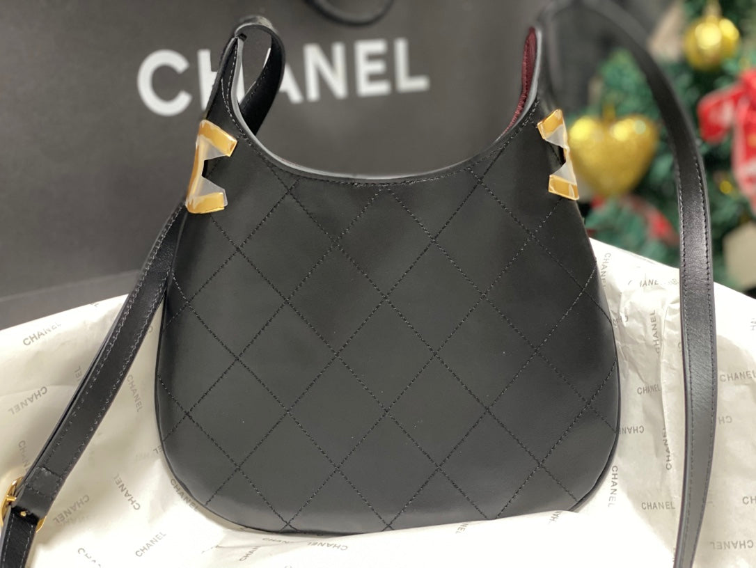 Chanel 2026 Hobo Bag AS6479 Black Lambskin Leather