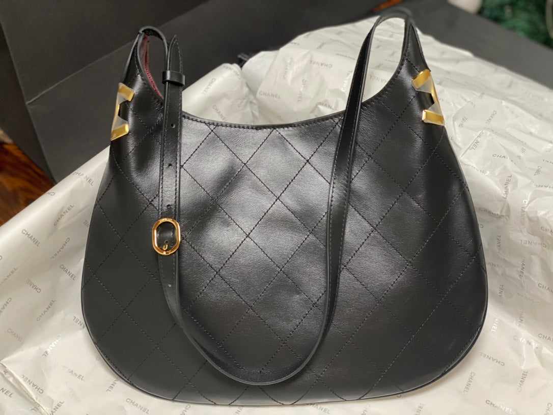 Chanel 2026 AS6478 Hobo Bag Black Lambskin Leather
