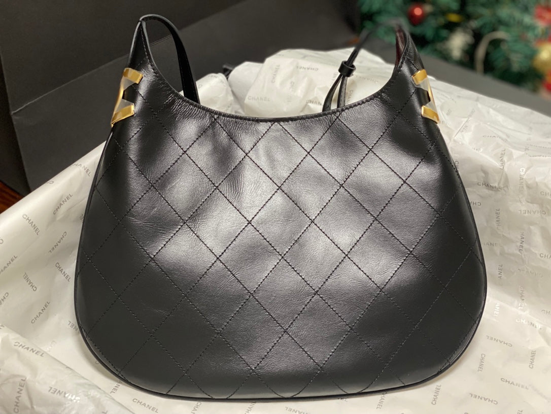 Chanel 2026 AS6478 Hobo Bag Black Lambskin Leather