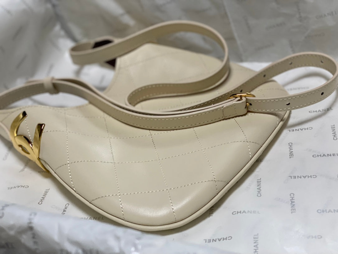 Chanel 2026 Hobo Bag AS6479 Ecru Lambskin Leather