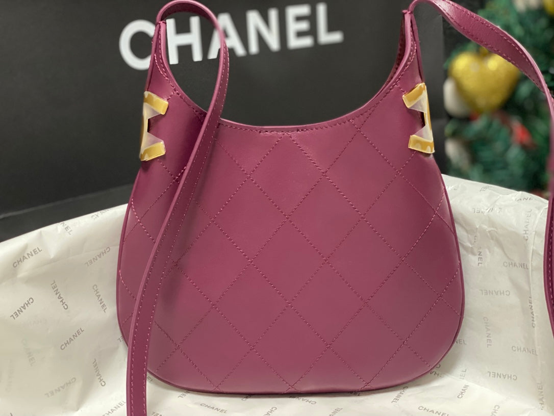 Chanel 2026 Hobo Bag AS6479 Purple Pink Lambskin Leather