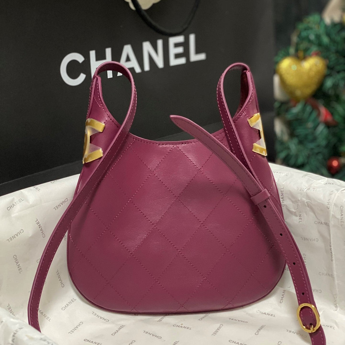 Chanel 2026 Hobo Bag AS6479 Purple Pink Lambskin Leather