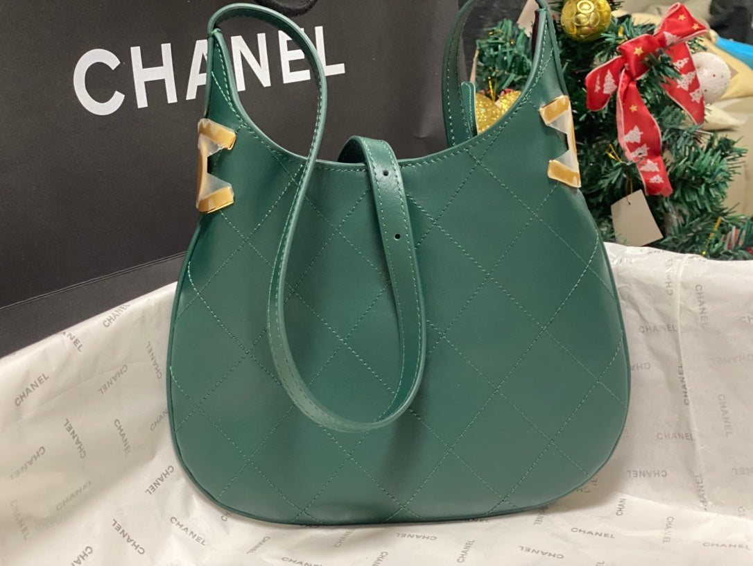 Chanel 2026 Hobo Bag AS6479 Dark Green Lambskin Leather