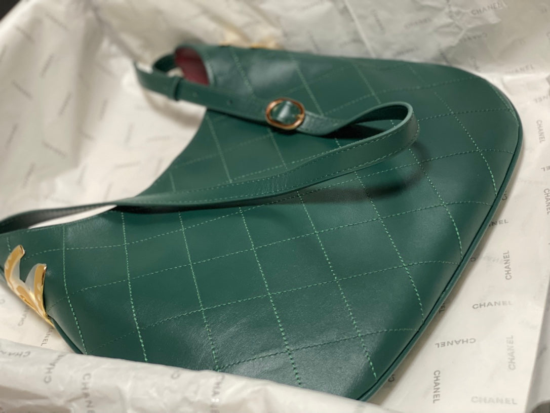 Chanel 2026 AS6478 Hobo Bag Dark Green Lambskin Leather